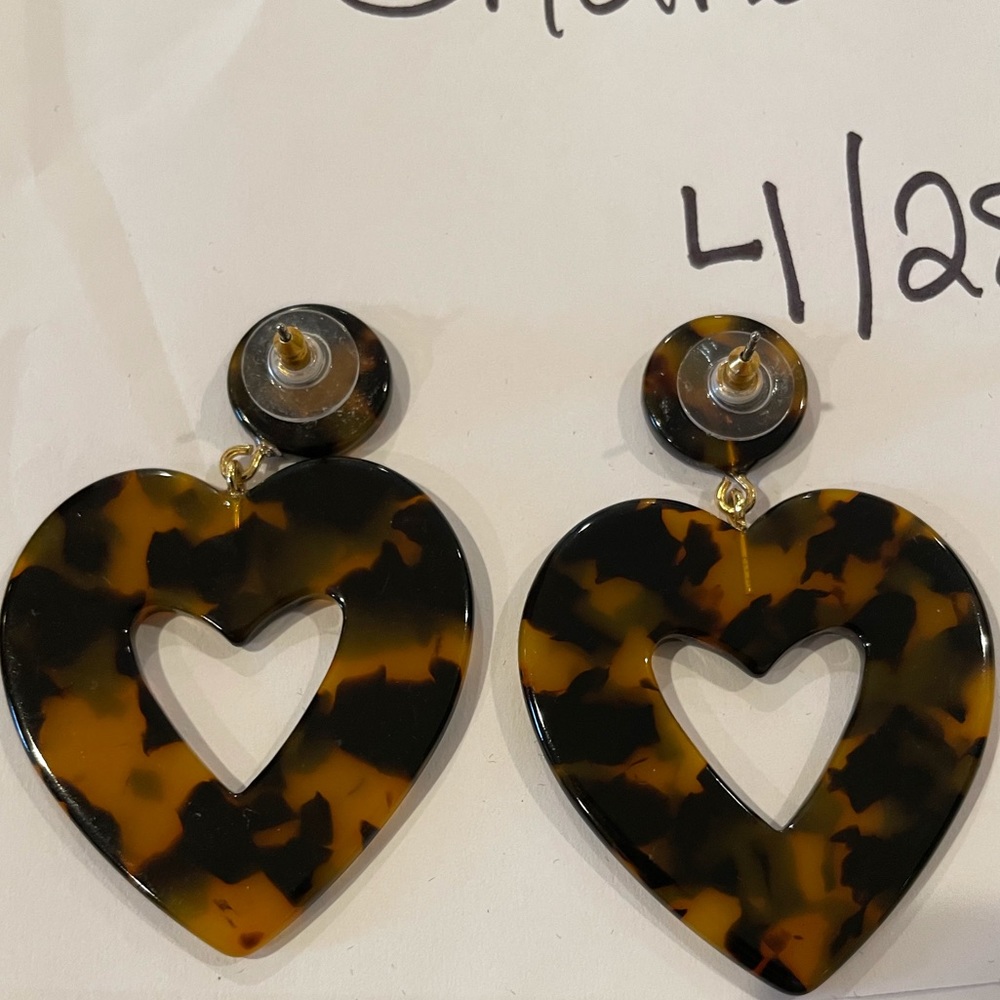J Crew oversize acetate heart earrings ASO royal - Picture 6 of 6